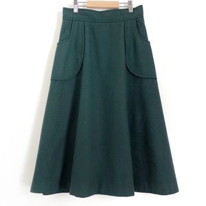 Vintage Green Wool Blend Full Wrap Midi Skirt